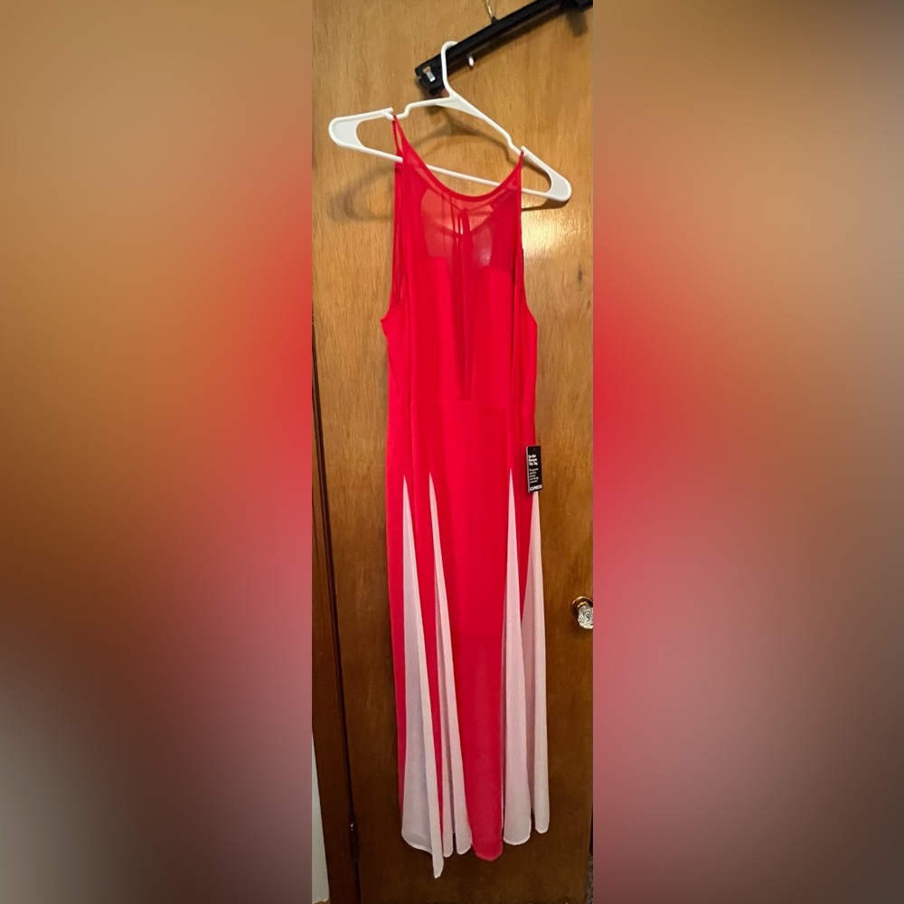 Red and white formal dress